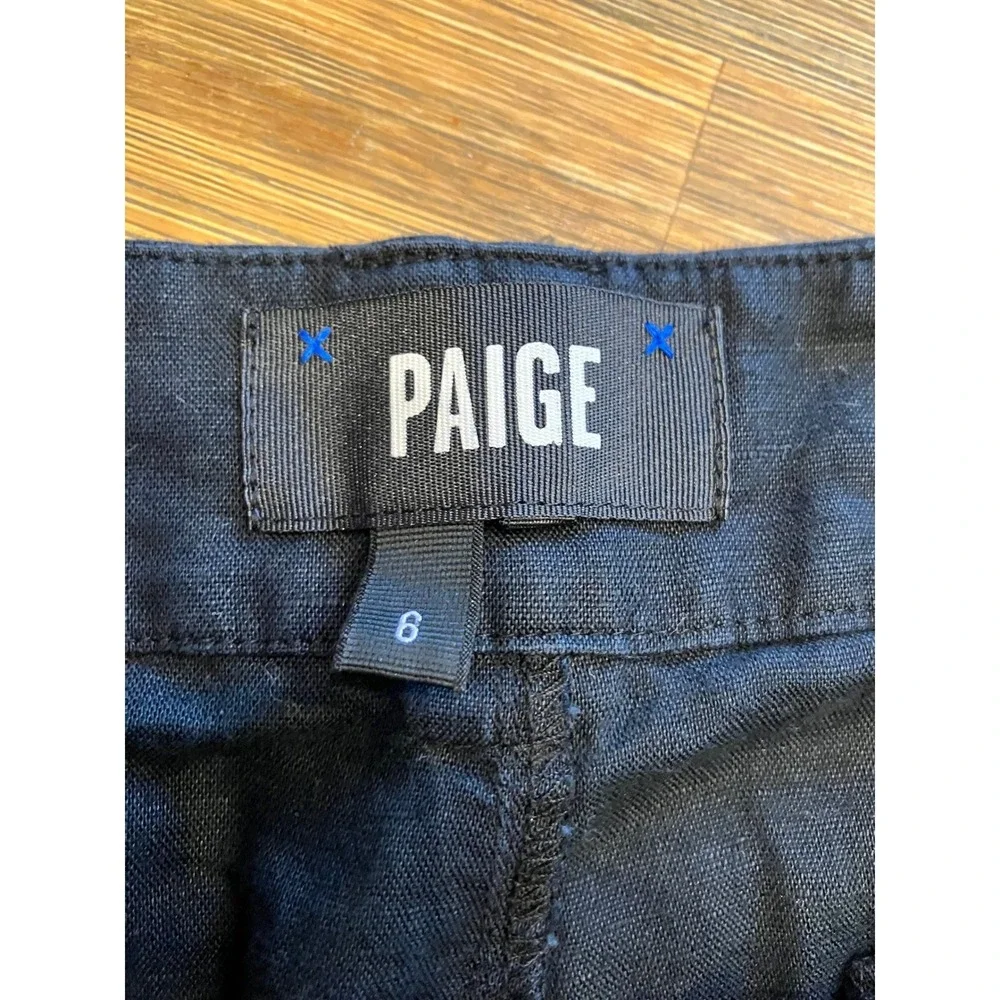 Paige Niguel Cotton Linen Wide Leg Pant Black Size 6 Preppy Boho Casual - Picture 4 of 7